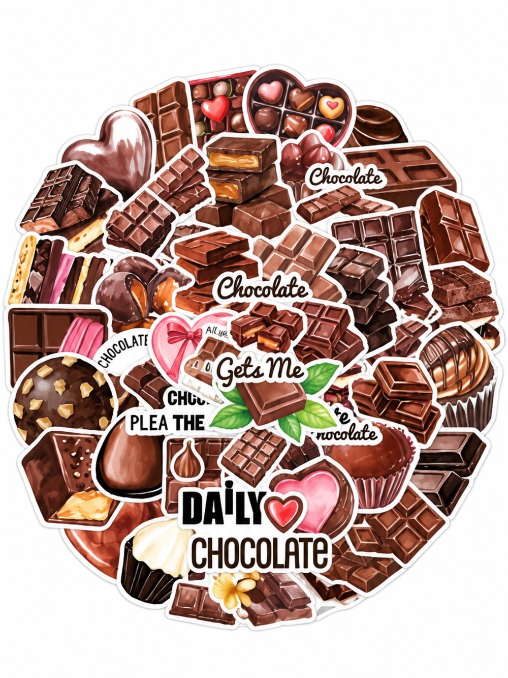 50 Pc Chocolate Lover Sticker Pack Sweet Treat Candy Stickers NEW